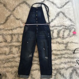 ZARA overalls tie denim open back